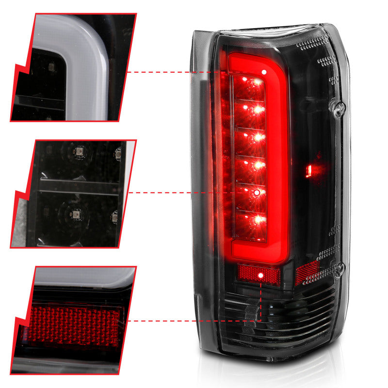 ANZO 1987-1996 Ford F-150 LED Taillights Black Housing Clear Lens (Pair) - Burkken Auto Parts