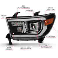 ANZO 2007-2014 Toyota Tundra Projector Light Bar H.L Black Amber(Led High Beam) (Halogen Version) - Burkken Auto Parts