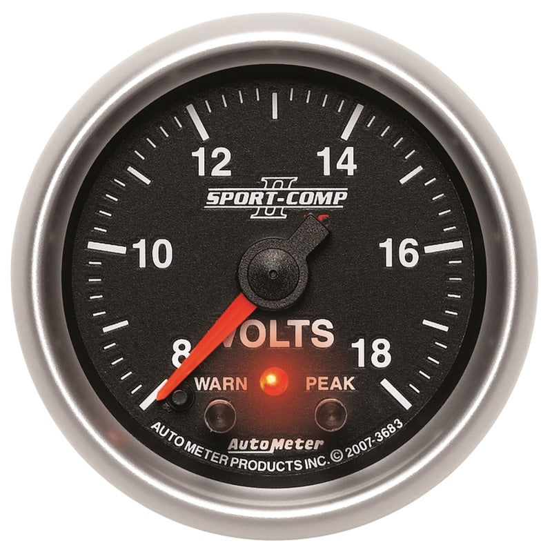 Autometer Sport-Comp II 2-1/16in Digital Voltometer Gauge - 18V - Burkken Auto Parts