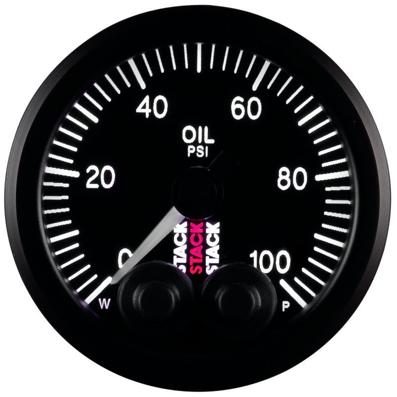 Autometer Stack Instruments Pro Control 52mm 0-100 PSI Oil Pressure Gauge - Black (1/8in NPTF Male) - Burkken Auto Parts
