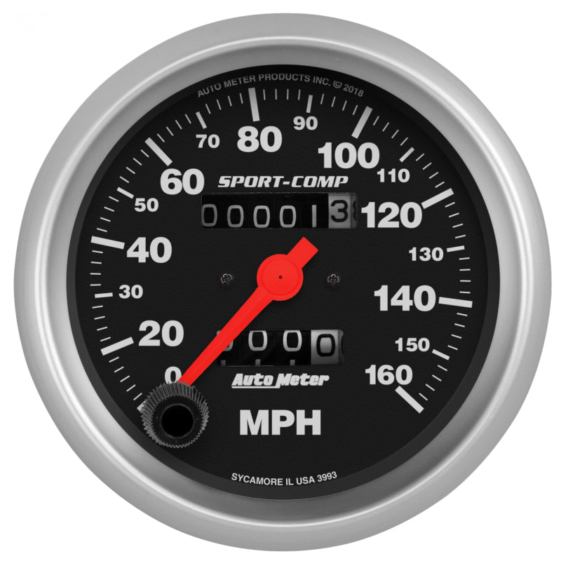AutoMeter Sport-Comp Speedometer Gauge 3-3/8in. - 0-160MPH - Mechanical - In-Dash - Burkken Auto Parts