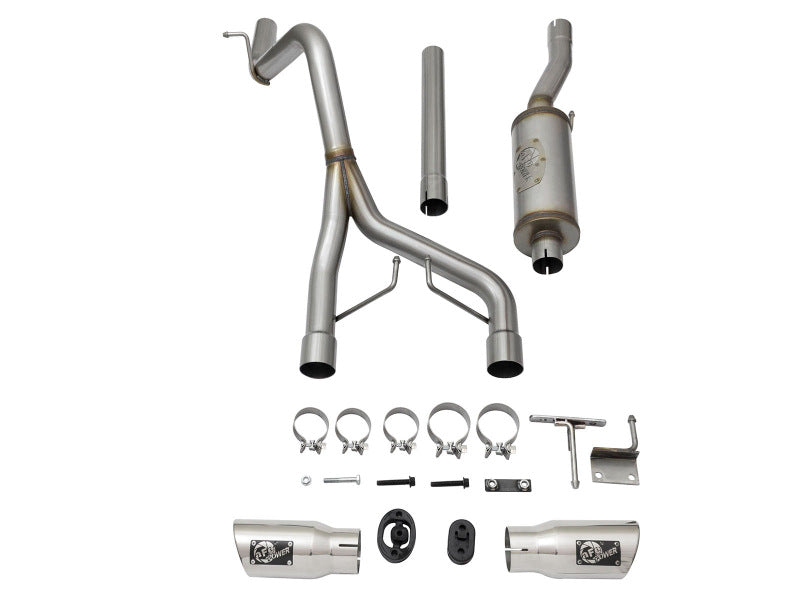 aFe Rebel Series CB 2.5in Dual Center Exit SS Exhaust w/ Polish Tip 07-15 Jeep Wrangler 3.6L/3.8L V6 - Burkken Auto Parts