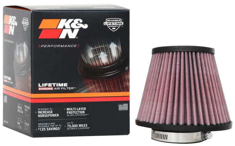 K&N Universal Clamp-On Air Filter 2-3/8in. FLG / 5-3/16in. B / 3-1/2in. T X 4-11/32in. H - Burkken Auto Parts