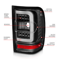 ANZO 2001-2011 Ford  Ranger LED Tail Lights w/ Light Bar Black Housing Clear Lens - Burkken Auto Parts