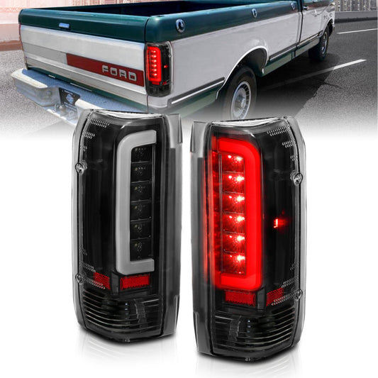 ANZO 1987-1996 Ford F-150 LED Taillights Black Housing Clear Lens (Pair) - Burkken Auto Parts
