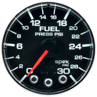 Autometer Spek-Pro Gauge Fuel Press 2 1/16in 30psi Stepper Motor W/Peak & Warn Blk/Chrm - Burkken Auto Parts
