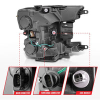 ANZO 2018-2020 Ford F-150 Projector Headlight w/Plank Style Switchback Chrome Housing - Burkken Auto Parts