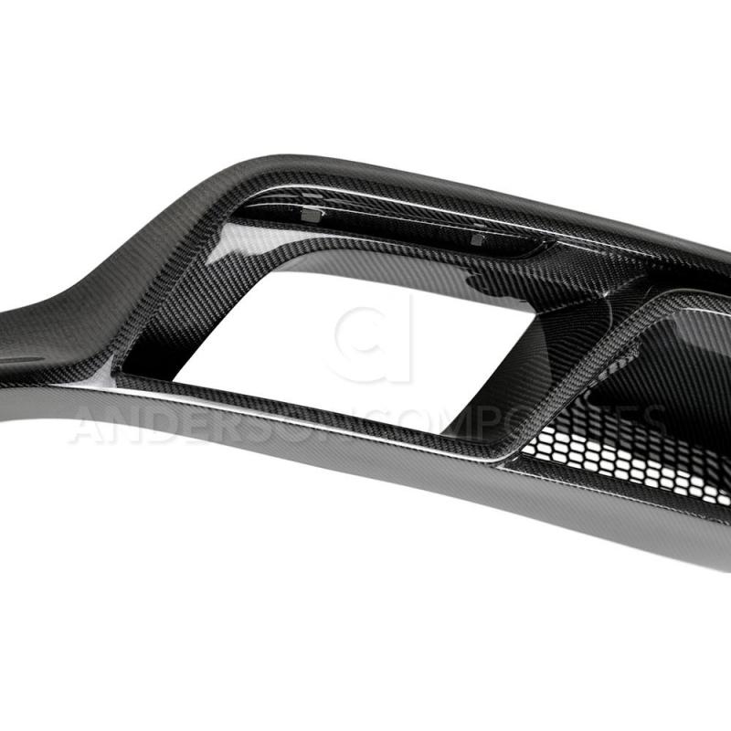 Anderson Composites 15-16 Ford Mustang R-Style Carbon Fiber Rear Valance (for Quad Tip Exhaust) - Burkken Auto Parts