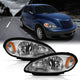 ANZO 2001-2005 Chrysler Pt Cruiser Crystal Headlight Chrome Amber (OE) - Burkken Auto Parts
