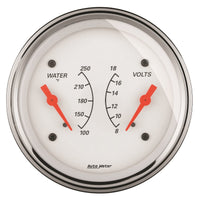 AutoMeter Gauge Dual Wtmp & Volt 3-3/8in. 250 Deg. F & 18V Elec Arctic White - Burkken Auto Parts