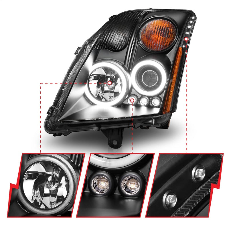ANZO 2007-2012 Nissan Sentra Projector Headlights Black - Burkken Auto Parts