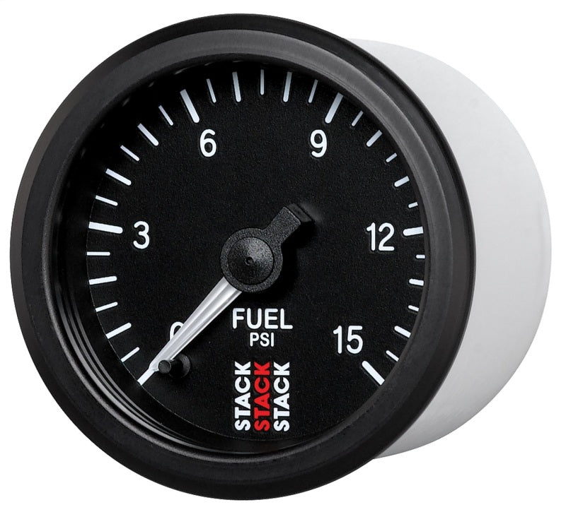 Autometer Stack 52mm 0-15 PSI 1/8in NPTF Male Pro Stepper Motor Fuel Pressure Gauge - Black - Burkken Auto Parts