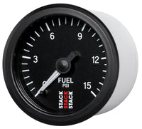 Autometer Stack 52mm 0-15 PSI 1/8in NPTF Male Pro Stepper Motor Fuel Pressure Gauge - Black - Burkken Auto Parts