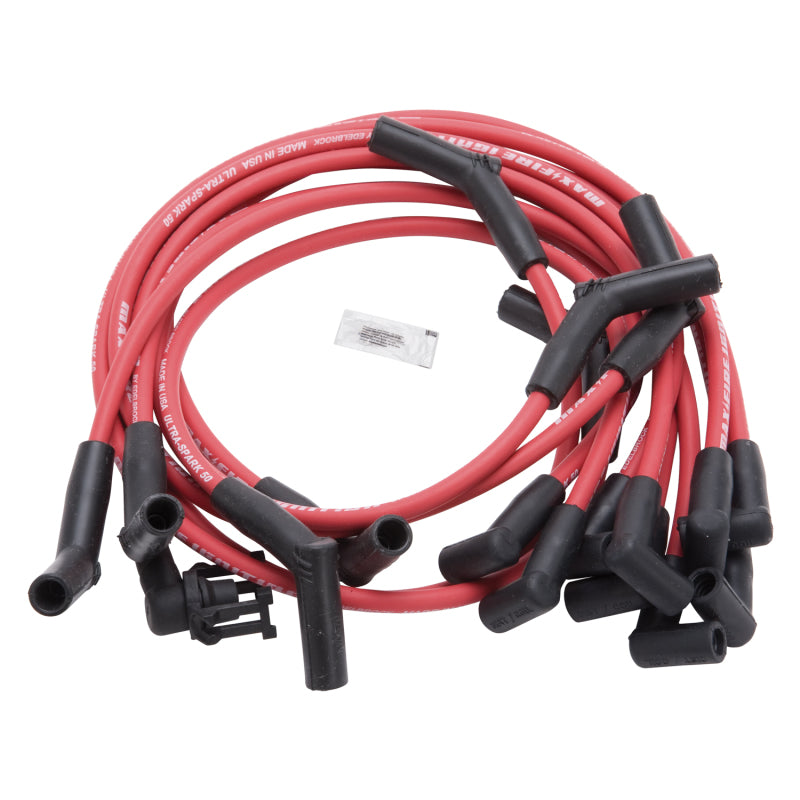 Edelbrock Spark Plug Wire Set SBF 83-96 50 Ohm Resistance Red Wire (Set of 10) - Burkken Auto Parts