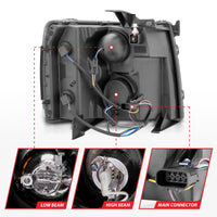 ANZO 2007-2013 Chevrolet Silverado 1500 Projector Headlights w/ Halo Black - Burkken Auto Parts
