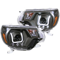ANZO 2012-2015 Toyota Tacoma Projector Headlights w/ U-Bar Black - Burkken Auto Parts