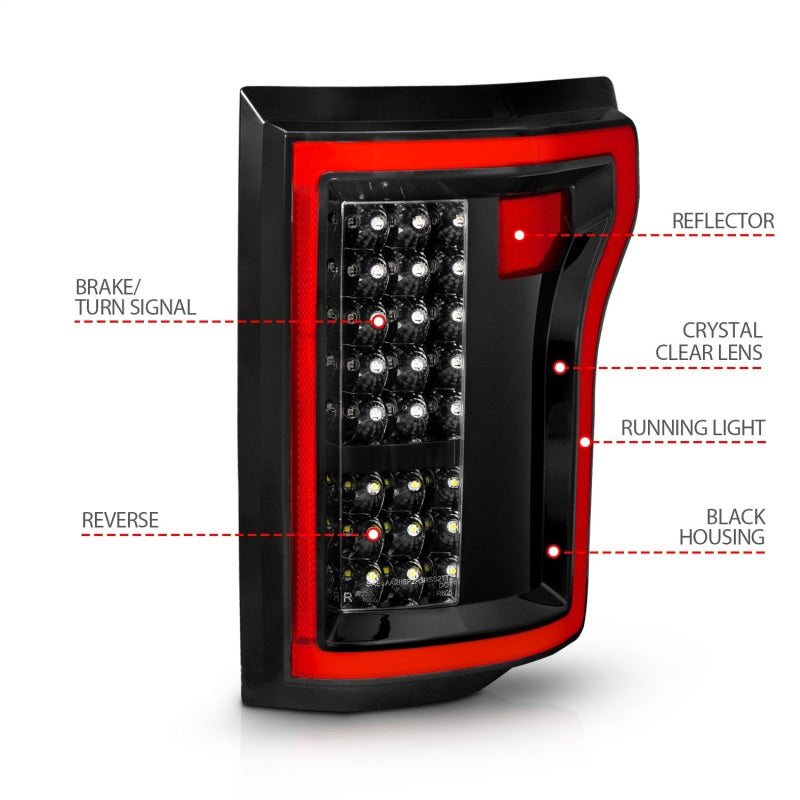ANZO 2015-2016 Ford F-150 LED Taillights Black - Burkken Auto Parts