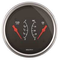 AutoMeter Gauge Dual Fuel & Oilp 3-3/8in. 0 Ohm(e) to 90 Ohm(f)& 100PSI Elec Designer Black - Burkken Auto Parts