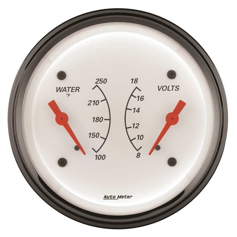 AutoMeter Gauge Dual Wtmp & Volt 3-3/8in. 250 Deg. F & 18V Elec Arctic White - Burkken Auto Parts