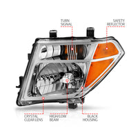 ANZO 2005-2008 Nissan Pathfinder Crystal Headlight Chrome Amber (OE Replacement) - Burkken Auto Parts