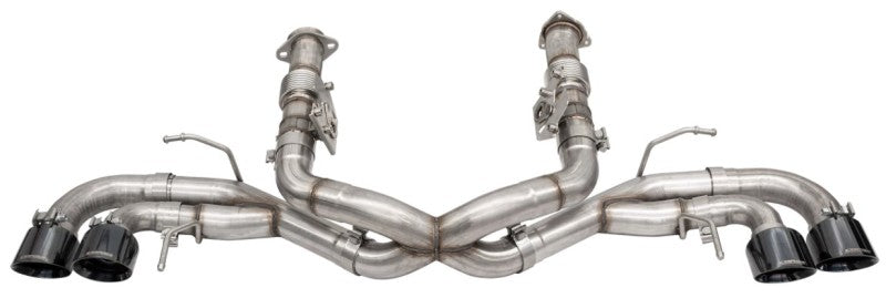 Corsa 20-25 Corvette C8 3in Xtreme Cat-Back Exhaust 4.5in Blk Quad Tips - Integrates stock AFM Valve - Burkken Auto Parts