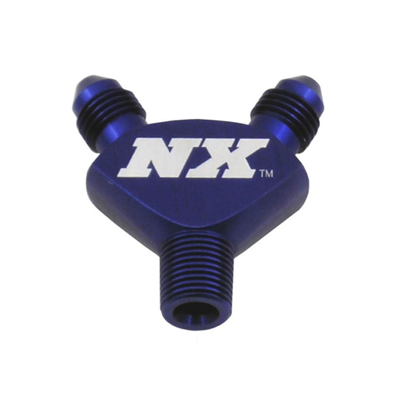 Nitrous Express 1/8NPT x 3AN x 3AN Billet Pure-Flo Y Fitting - Blue - Burkken Auto Parts