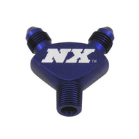 Nitrous Express 1/8NPT x 3AN x 3AN Billet Pure-Flo Y Fitting - Blue - Burkken Auto Parts