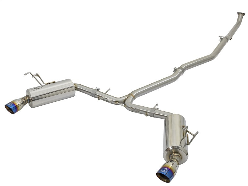 aFe POWER Takeda 16-17 Honda Civic I4-1.5L (t) 2.5-2.25in 304 SS CB Dual-Exit Exhaust Blue Tips - Burkken Auto Parts