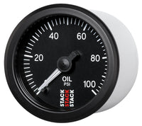 Autometer Stack 52mm 0-100 PSI 1/8in NPTF Male Pro Stepper Motor Oil Pressure Gauge - Black - Burkken Auto Parts