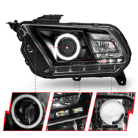 ANZO 2010-2014 Ford Mustang Projector Headlights w/ Halo Black (CCFL) - Burkken Auto Parts