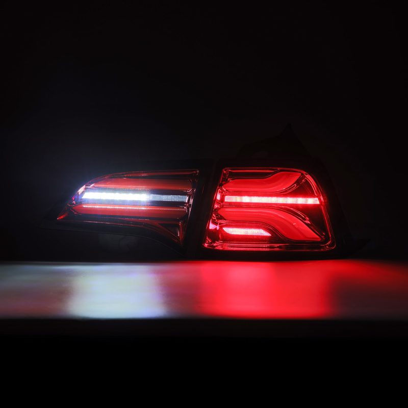 AlphaRex 17-22 Tesla Model 3 PRO-Series LED Tail Lights Red Smoke w/Seq Sig - Burkken Auto Parts