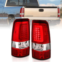 ANZO 2003-2006 Chevy Silverado 1500 LED Taillights Plank Style Chrome With Red/Clear Lens - Burkken Auto Parts