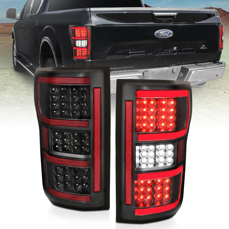 ANZO 18-19 Ford F-150 LED Taillights Black - Burkken Auto Parts