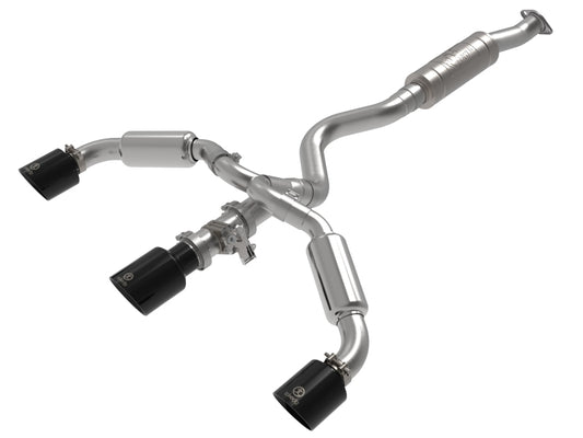 aFe 23-24 Toyota GR Corolla L3 1.6L (t) Gemini XV 3in to 2-1/2in Cat Back Exhaust w/ Black Tips - Burkken Auto Parts