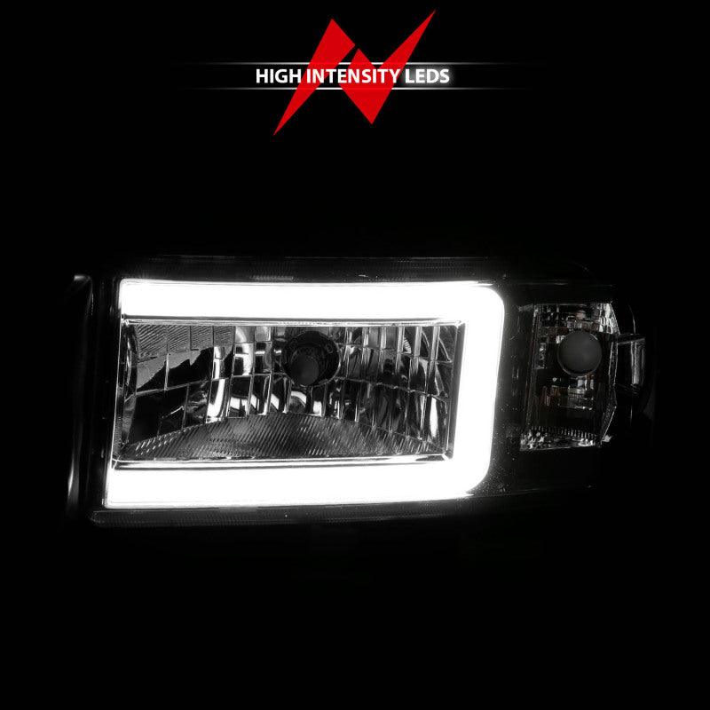 ANZO 94-02 Dodge RAM Crystal Headlight - w/ Light Bar Chrome Housing - Burkken Auto Parts
