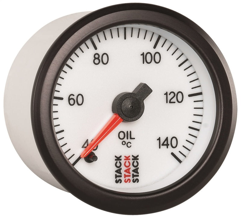 Autometer Stack 52mm 40-140 Deg C 1/8in NPTF Male Pro Stepper Motor Oil Temp Gauge - White - Burkken Auto Parts