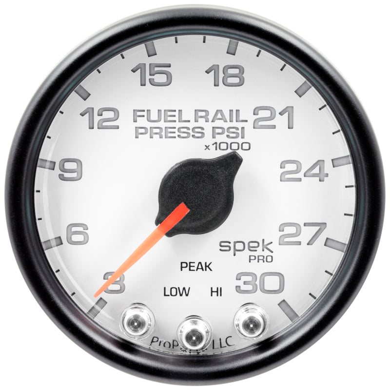 Autometer Spek-Pro Gauge Rail Press 2 1/16in 30Kpsi Stepper Motor W/Peak & Warn Wht/Blk - Burkken Auto Parts