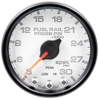 Autometer Spek-Pro Gauge Rail Press 2 1/16in 30Kpsi Stepper Motor W/Peak & Warn Wht/Blk - Burkken Auto Parts