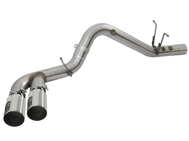 aFe Victory Series 4in 409-SS DPF-Back Exhaust w/ Dual Polished Tips 2017 GM Duramax V8-6.6L(td) L5P - Burkken Auto Parts