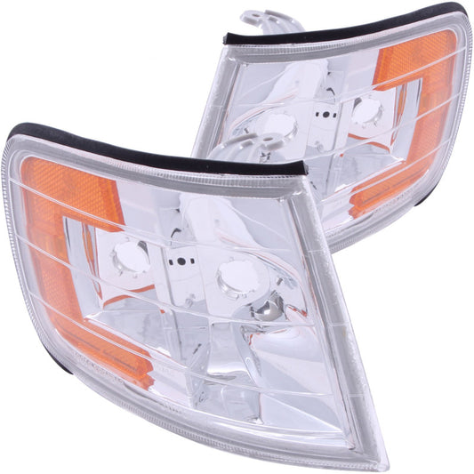 ANZO Corner Lights 1994-1997 Honda Accord Euro Corner Lights Chrome w/ Amber Reflector - Burkken Auto Parts