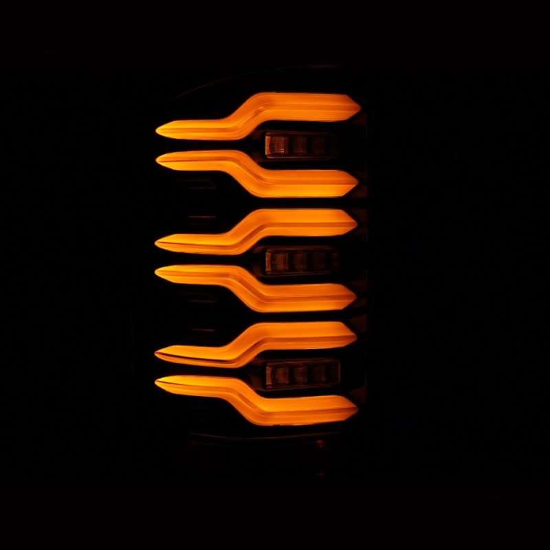 AlphaRex 14-18 GMC Sierra 1500/2500HD/3500HD LUXX-Series LED Tail Lights Alpha-Blk Actv Lgt Seq. Sig - Burkken Auto Parts