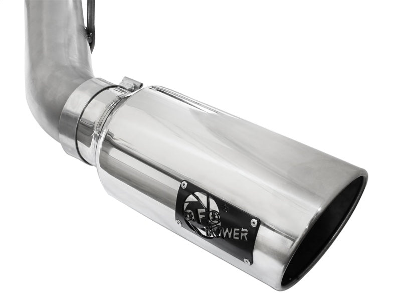aFe LARGE BORE HD 4in 409-SS DPF-Back Exhaust w/Polished Tip 11-14 Ford Diesel Trucks V8-6.7L (td) - Burkken Auto Parts