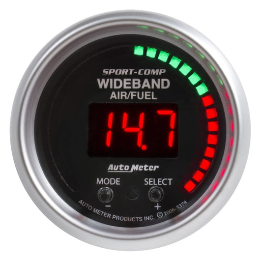 Autometer Sport-Comp 52mm Air/Fuel Ratio Pro Plus Digital w/ Peak & Warning Gauge - Burkken Auto Parts