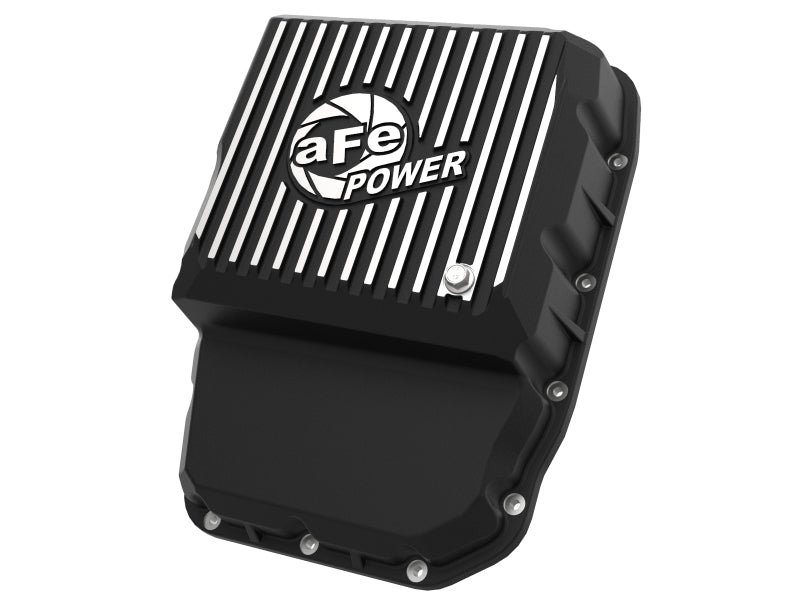aFe Transmission Pan (Black w/ Machined Fins) 13-19 Dodge Diesel Trucks L6-6.7L (td) - Burkken Auto Parts