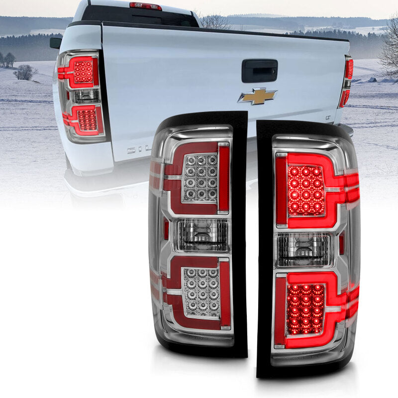 ANZO 2014-2018 Chevy Silverado 1500 LED Taillights Chrome - Burkken Auto Parts