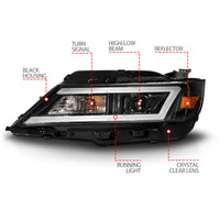 ANZO 14-20 Chevrolet Impala Square Projector LED Bar Headlights w/ Black Housing - Burkken Auto Parts