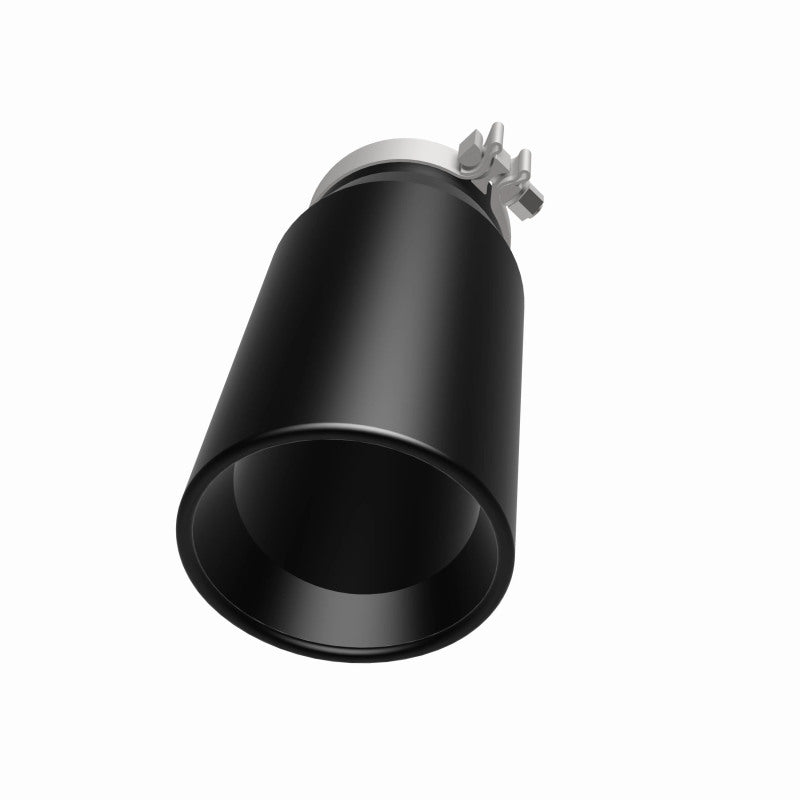 MagnaFlow Tip Stainless Black Coated Single Double Round Single Outlet 5in Dia 4in Inlet 13in L - Burkken Auto Parts