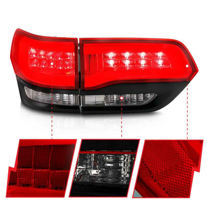 ANZO 2014-2016 Jeep Grand Cherokee LED Taillights Red/Clear - Burkken Auto Parts