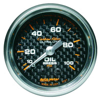 Autometer Carbon Fiber 52mm 100 PSI Mechanical Oil Pressure Gauge - Burkken Auto Parts
