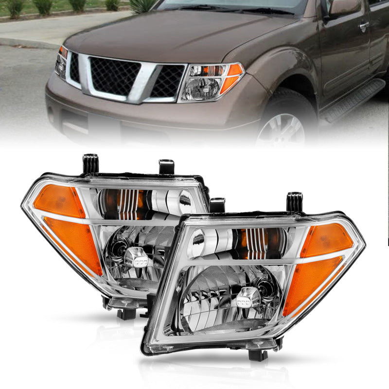 ANZO 2005-2008 Nissan Pathfinder Crystal Headlight Chrome Amber (OE Replacement) - Burkken Auto Parts